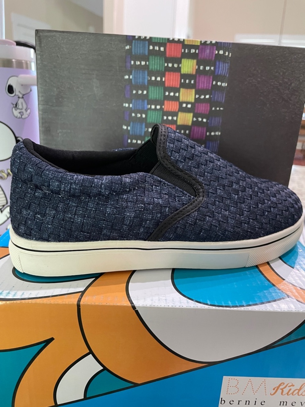 Bernie Mev Verona K Jeans Woven Slip-On Sneaker in Navy US 5, UK 35 NIB